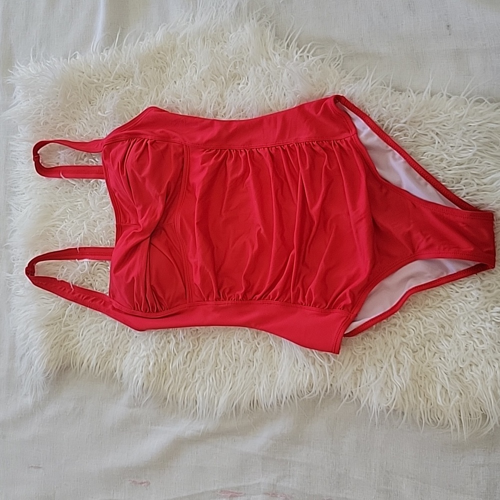 Red One Piece Tummy Control Ruched Vintage Push Up Swimsuit